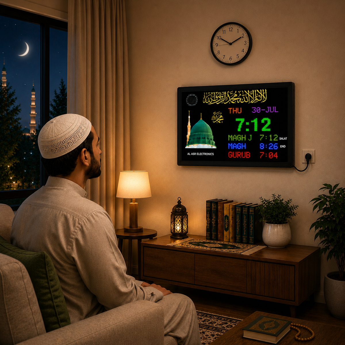 AL ASR Digital Azan Clock for Home | Muslim Prayer Times with Automatic Azan, LED Display, 5 Daily Salah Timings, Date & Day Display | Islamic Namaz Prayer Clock | Wall Mounted